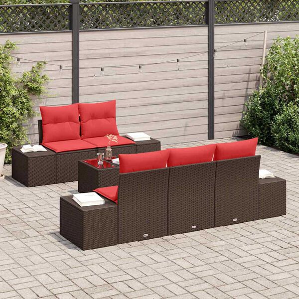 vidaXL Garden Sofa Set 6 pcs Brown Poly rattan