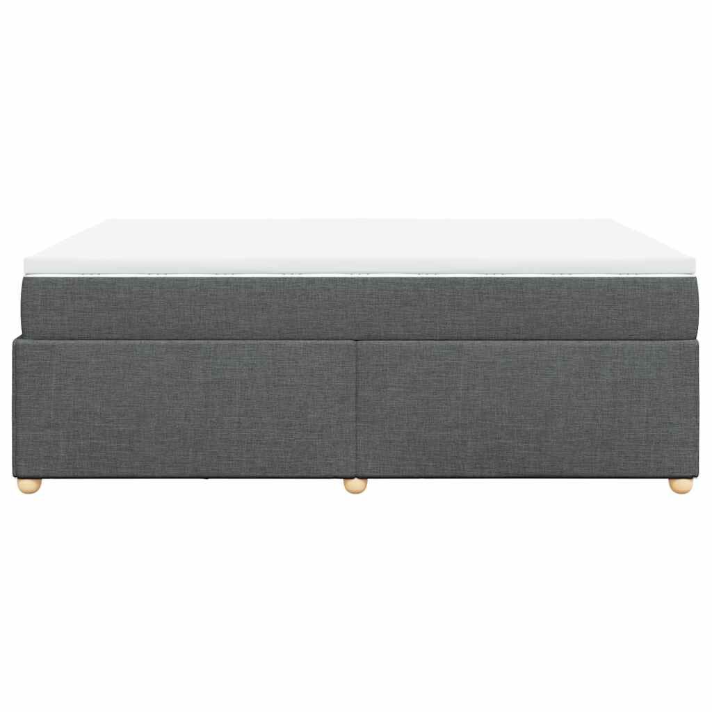 vidaXL Box Spring Bed with Mattress Dark Grey Queen Fabric