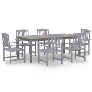 vidaXL 7 Piece Garden Dining Set Solid Wood Acacia Grey