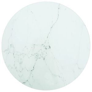 vidaXL Table Top White &Oslash;30x0.8 cm Tempered Glass with Marble Design