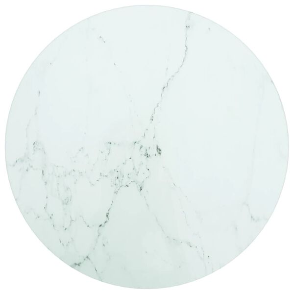vidaXL Table Top White &Oslash;30x0.8 cm Tempered Glass with Marble Design