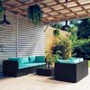 vidaXL 6 Piece Garden Lounge Set with Cushions Poly Rattan Black