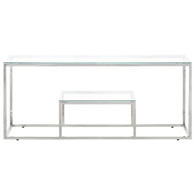 vidaXL Coffee Table Silver Stainless Steel and Tempered Glass