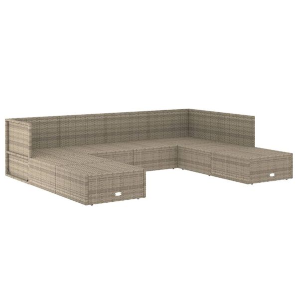vidaXL 8 Piece Garden Lounge Set with Cushions Grey Poly Rattan