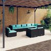 vidaXL 9 Piece Garden Lounge Set with Cushions Poly Rattan Black
