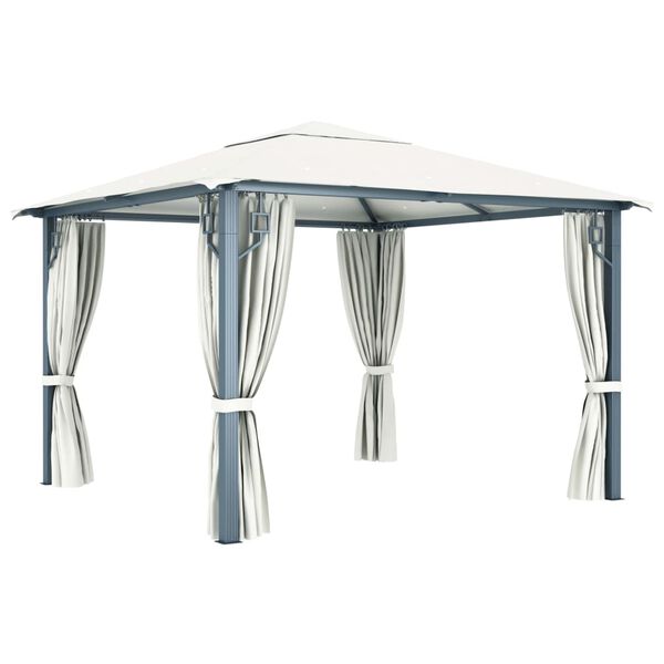 vidaXL Gazebo with Curtain 300x300 cm Cream Aluminium