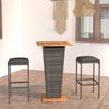 vidaXL 3 Piece Garden Bar Set with Cushions Poly Rattan Grey