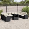 vidaXL 11 Piece Garden Sofa Set with Cushions Black Poly Rattan