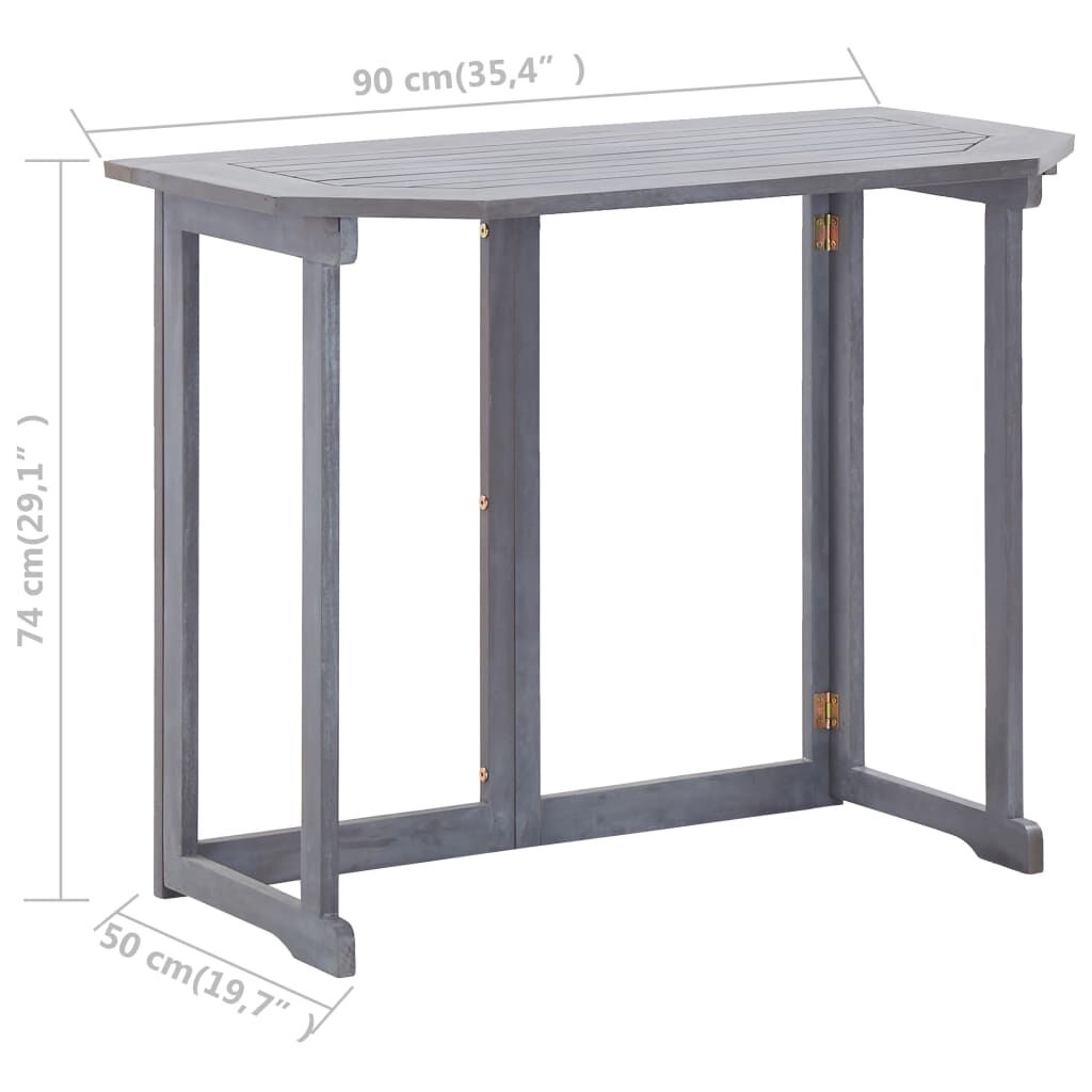 vidaXL Folding Balcony Table 90x50x74 cm Solid Acacia Wood