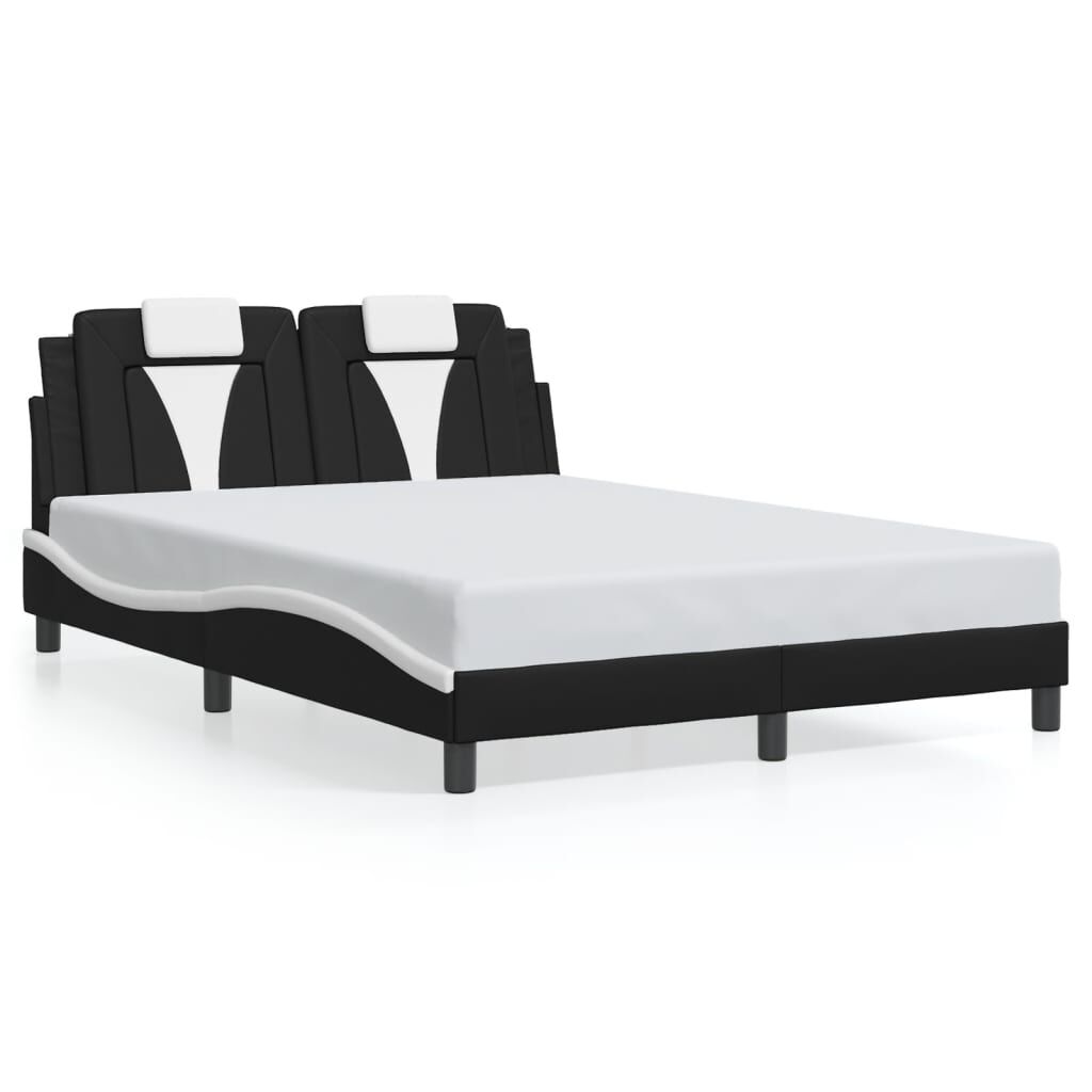 vidaXL Bed Frame with LED without Mattress Black and White 137x187 cm Double