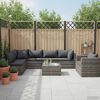 vidaXL 7 Piece Garden Sofa Set with Cushions & Pillows Poly Rattan Grey