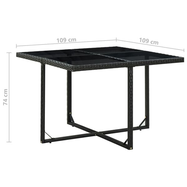 vidaXL 5 Piece Outdoor Dining Set with Cushions Poly Rattan Black