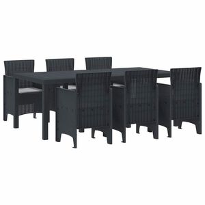 vidaXL Garden Dining Set 7 pcs Anthracite Polt rattan