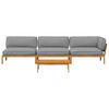 vidaXL Sofa Set with Cushion Plain Manual 4 pcs Grey Solid Acacia Wood
