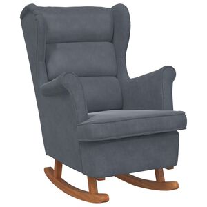 vidaXL Rocking Chair Wingback Dark Grey Velvet and Solid Wood