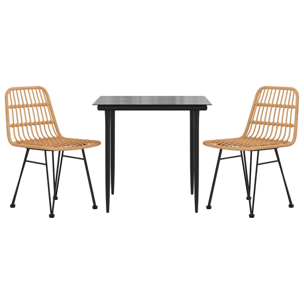 vidaXL 3 Piece Garden Dining Set Poly Rattan