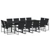vidaXL 13 Piece Garden Dining Set Black Textilene