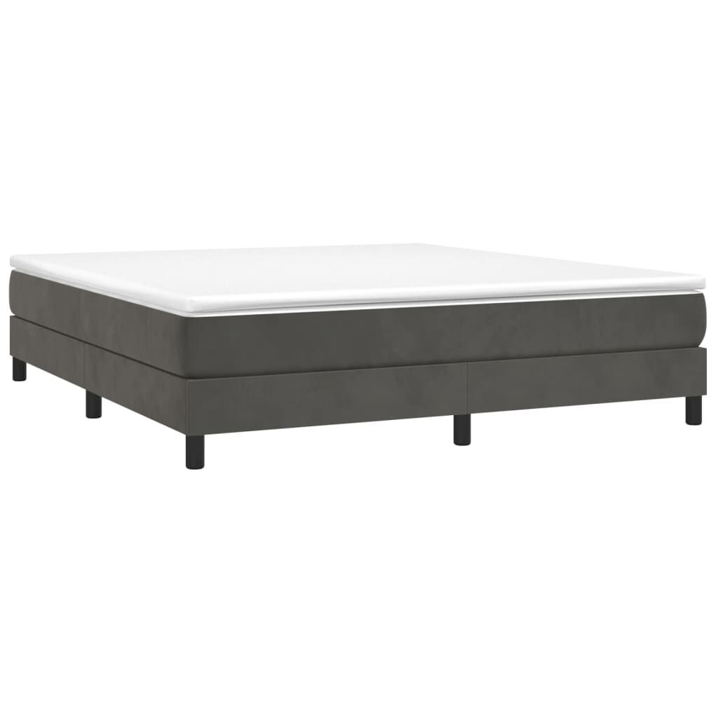 vidaXL Box Spring Bed with Mattress Dark Grey 183x213 cm California King Velvet