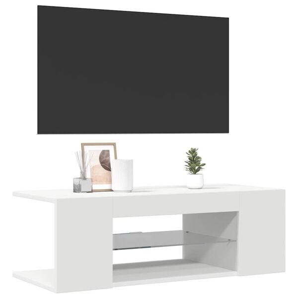 vidaXL TV Cabinet with LED Lights White 90x39x30 cm