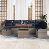 vidaXL Garden Sofa Set with Cushion 9 pcs Grey Poly Rattan