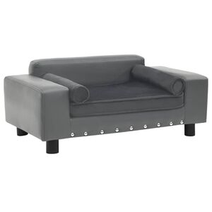 vidaXL Dog Sofa Grey 81x43x31 cm Plush and Faux Leather