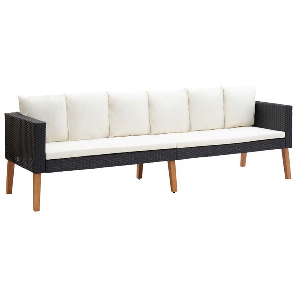 vidaXL 4 Piece Garden Lounge Set with Cushions Poly Rattan Black