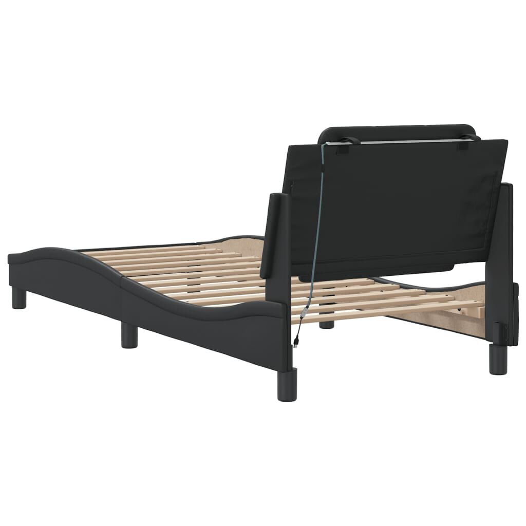 vidaXL Bed Frame with LED without Mattress Black 100x190 cm