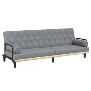 vidaXL Sofa Bed with Armrests Light Grey Fabric