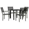 vidaXL 5 Piece Garden Dining Set Black Steel and Textilene