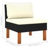 vidaXL 3 Piece Garden Lounge Set Poly Rattan and Solid Eucalyptus Wood