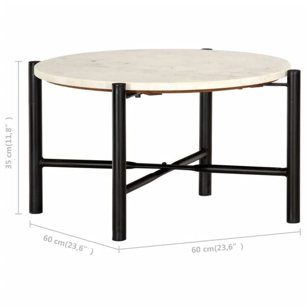 vidaXL Coffee Table White 60x60x35 cm Real Stone with Marble Texture
