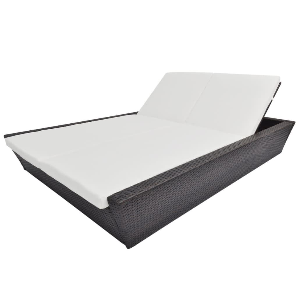 vidaXL Outdoor Lounge Bed with Cushion Poly Rattan Brown