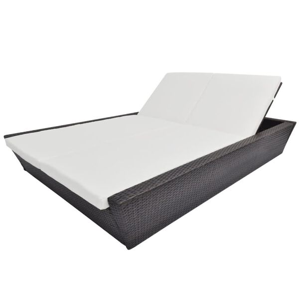 vidaXL Outdoor Lounge Bed with Cushion Poly Rattan Brown