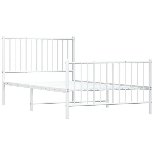 vidaXL Metal Bed Frame without Mattress with Footboard White 100x190cm