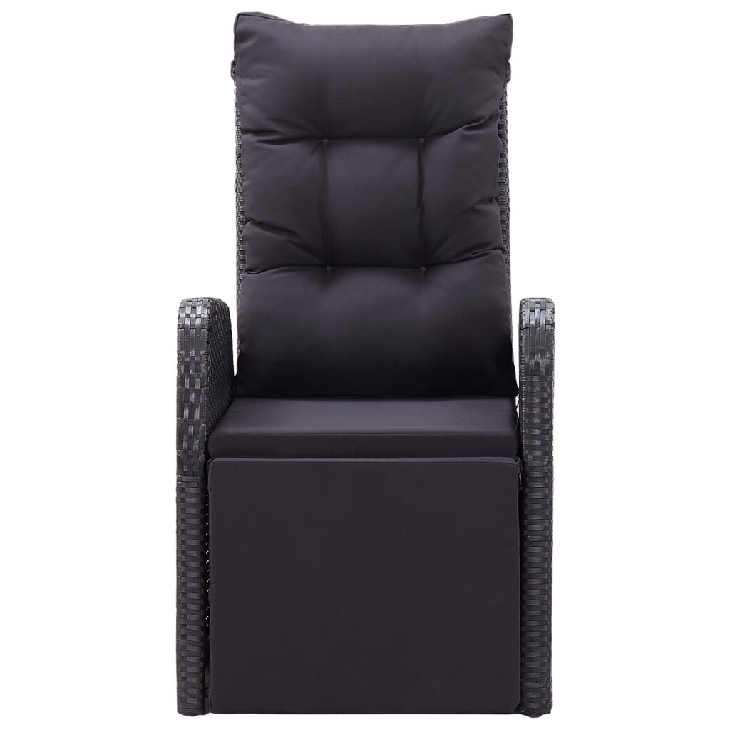 vidaXL Reclining Garden Chairs with Cushions 2 pcs Black Poly Rattan