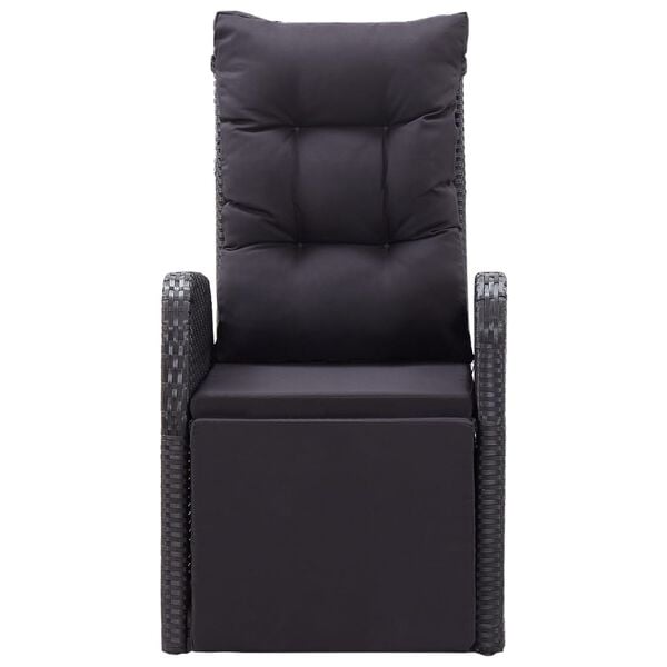 vidaXL Reclining Garden Chairs with Cushions 2 pcs Black Poly Rattan
