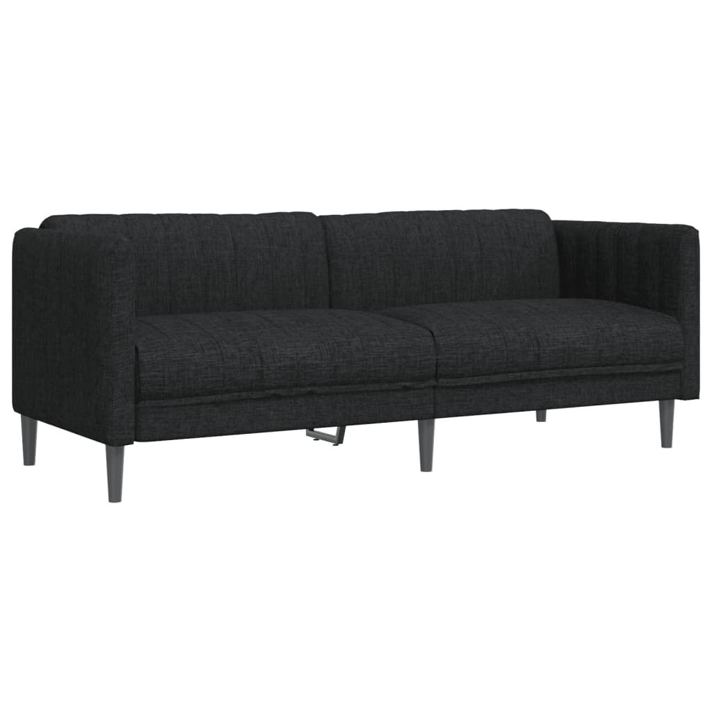 vidaXL 3 Piece Sofa Set Black Fabric