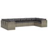 vidaXL 10 Piece Garden Lounge Set with Cushions Grey Poly Rattan