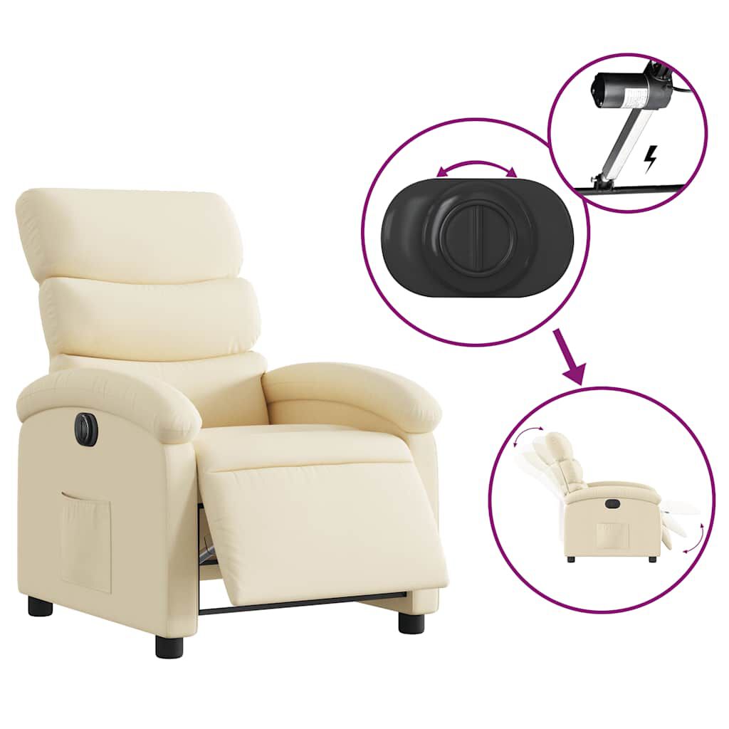 vidaXL Electric Recliner Chair Cream Fabric