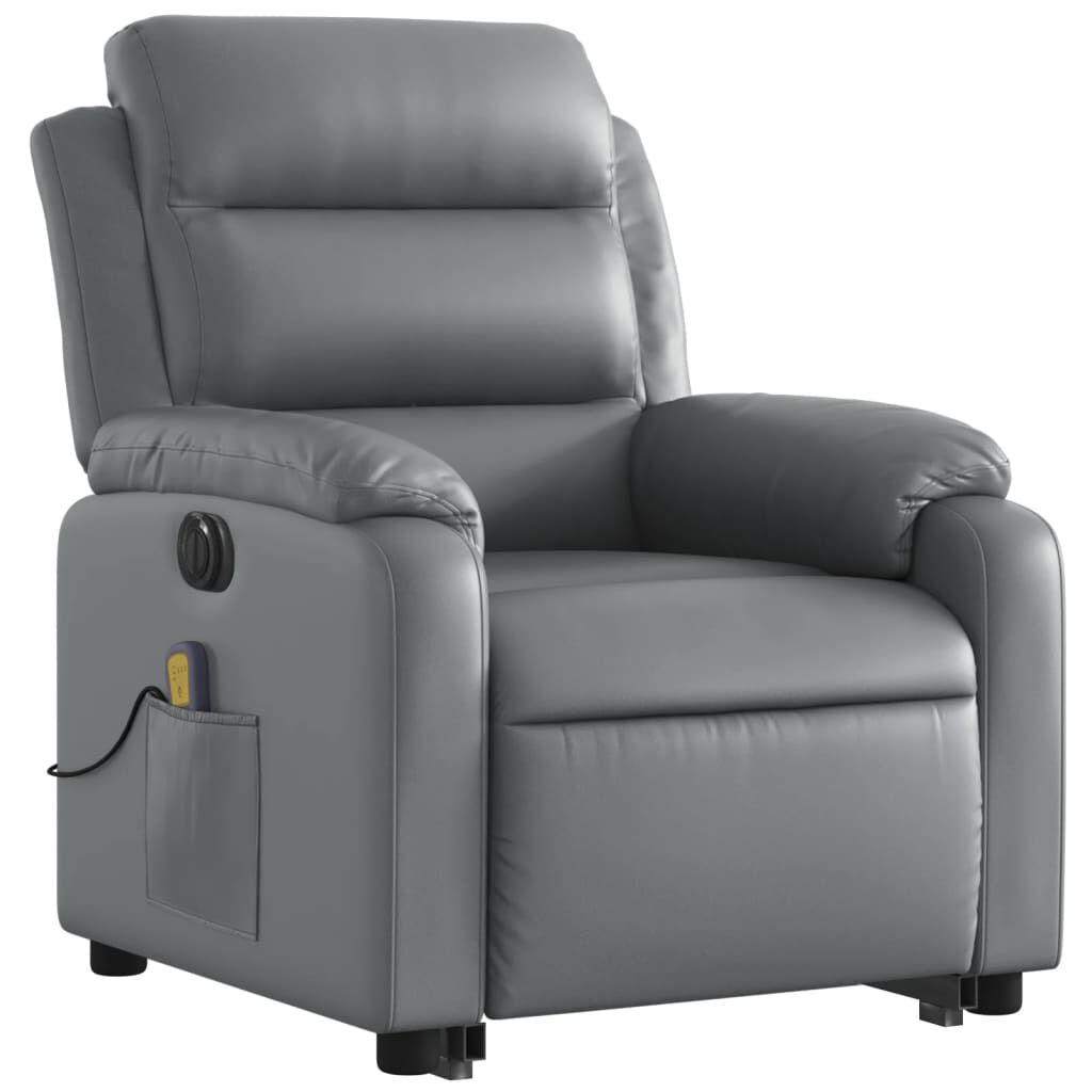 vidaXL Electric Stand up Massage Recliner Chair Grey Faux Leather