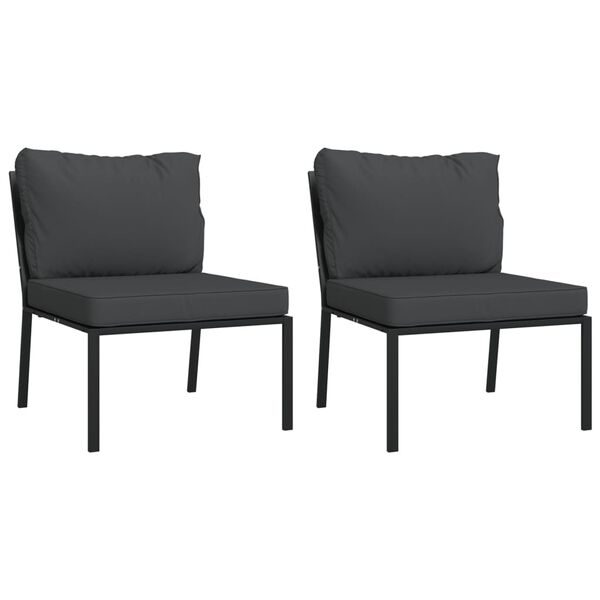 vidaXL 6 Piece Garden Lounge Set with Grey Cushions Steel