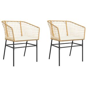 vidaXL Garden Chairs 2 pcs with Cushions Brown Poly Rattan