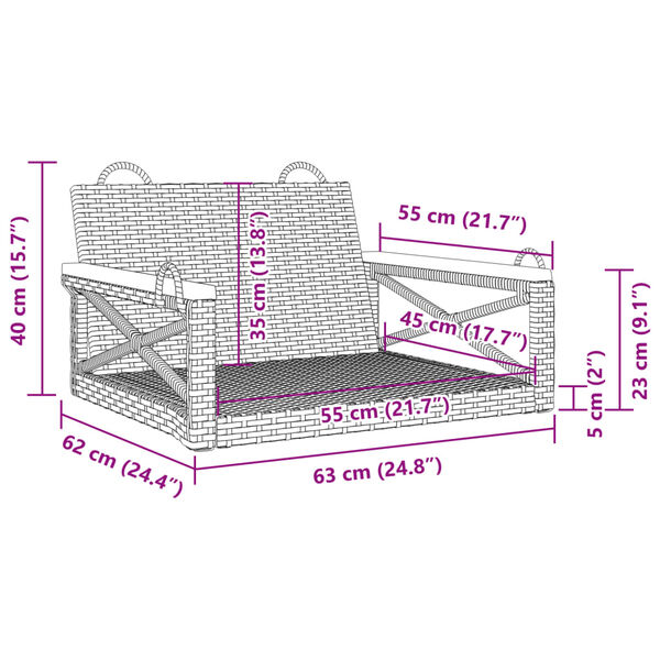 vidaXL Swing Bench Beige 63x62x40 cm Poly Rattan