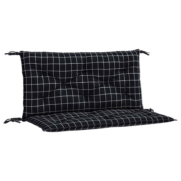 vidaXL Garden Bench Cushions 2pcs Black Check Pattern 100x50x7cm Fabric