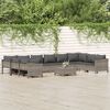 vidaXL 11 Piece Garden Lounge Set with Cushions Grey Poly Rattan