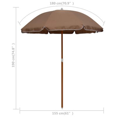 vidaXL Garden Parasol with Steel Pole 180 cm Taupe