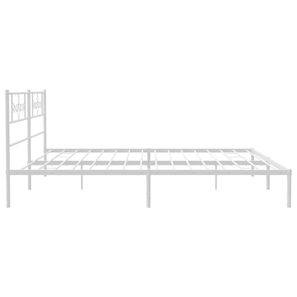 vidaXL Metal Bed Frame without Mattress with Headboard White 193x203cm