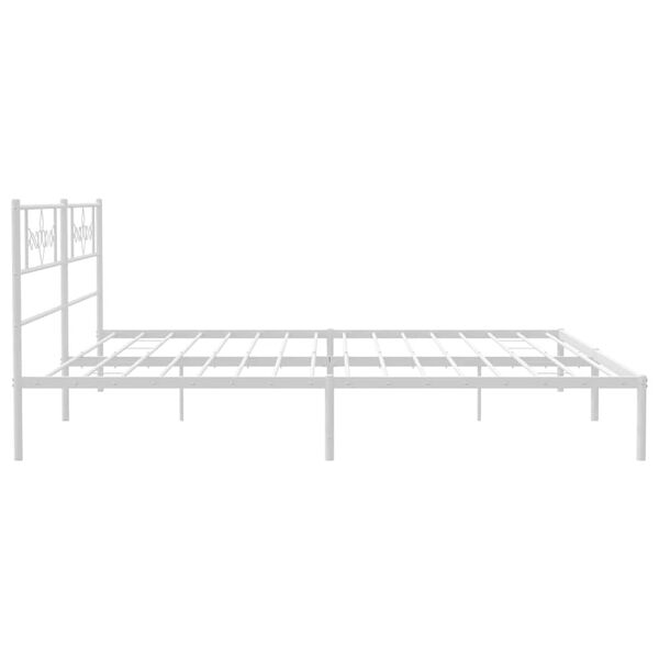 vidaXL Metal Bed Frame without Mattress with Headboard White 193x203cm