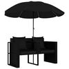 vidaXL Garden Bed with Parasol Poly Rattan Black