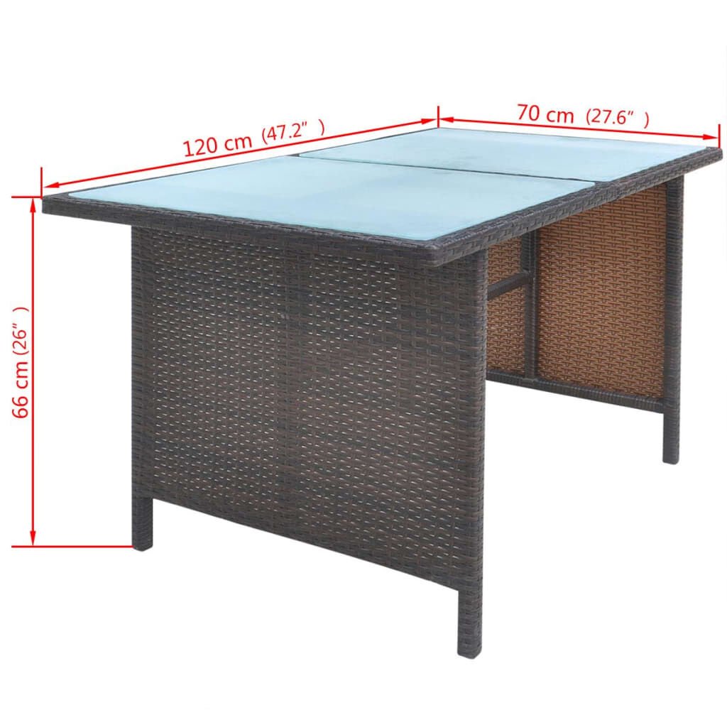 vidaXL 6 Piece Outdoor Dining Set with Cushions Poly Rattan Brown